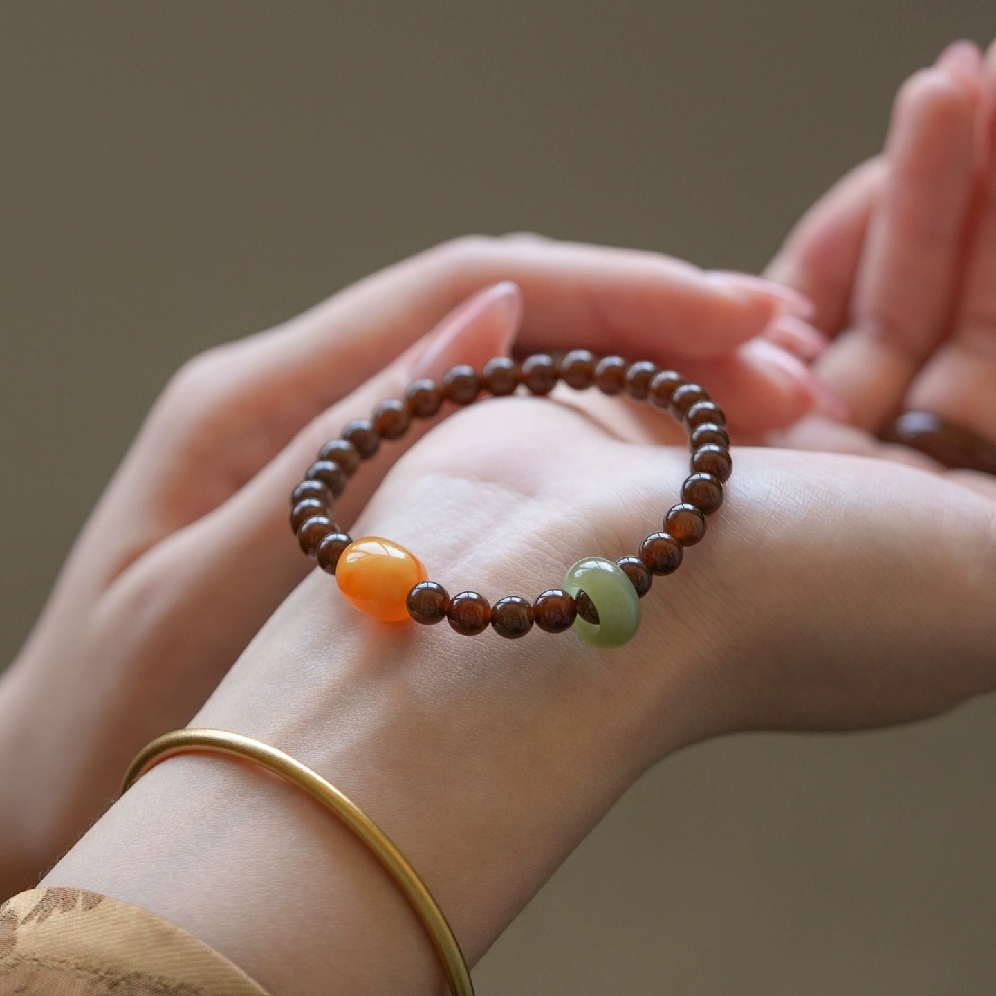natural Hetian jade and end sugar jade bracelet