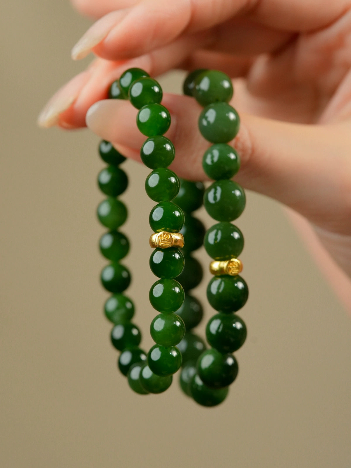 natural Hetian jade jasper spinach green bracelet