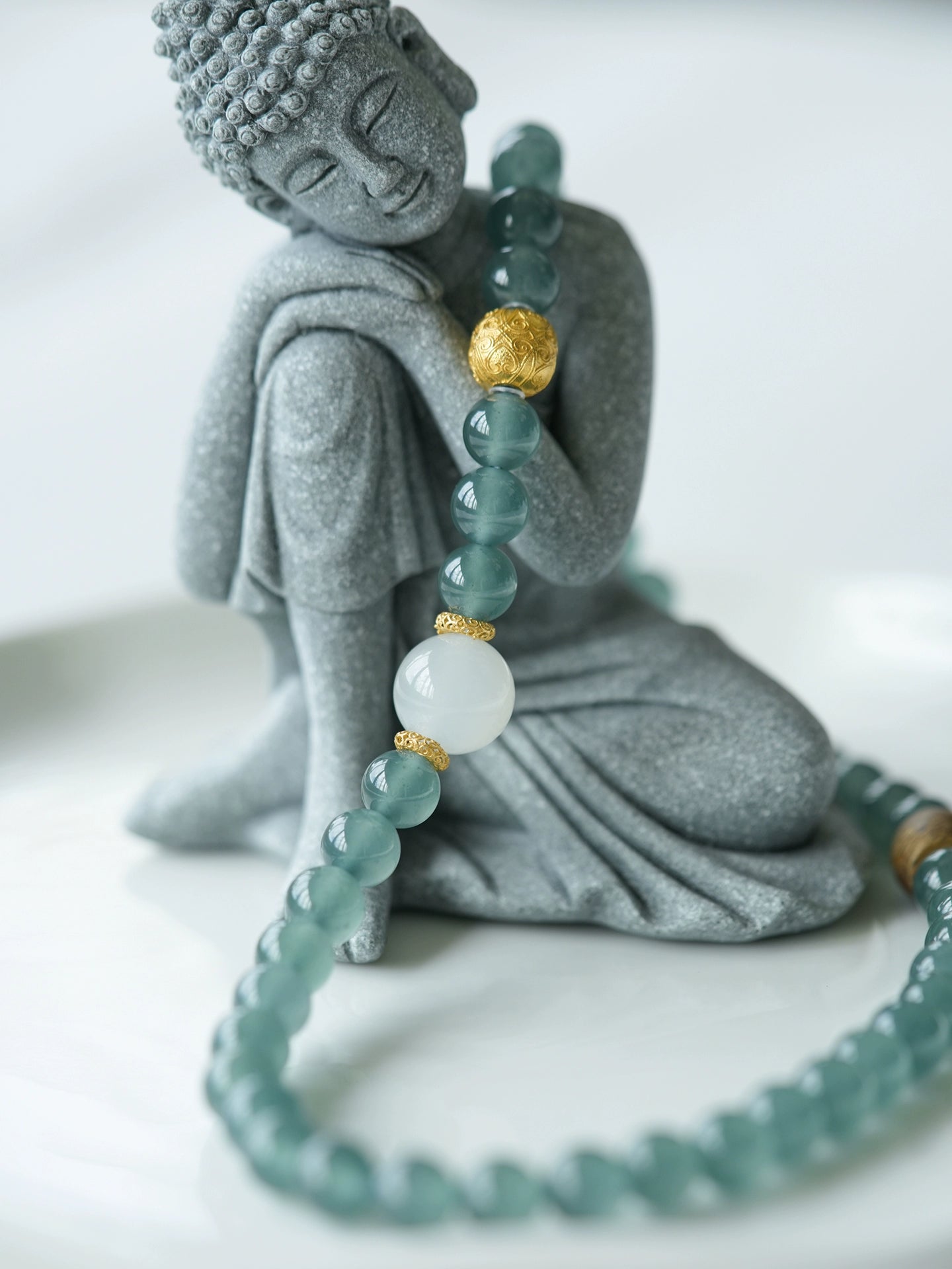 natural blue water jade double circle bracelet