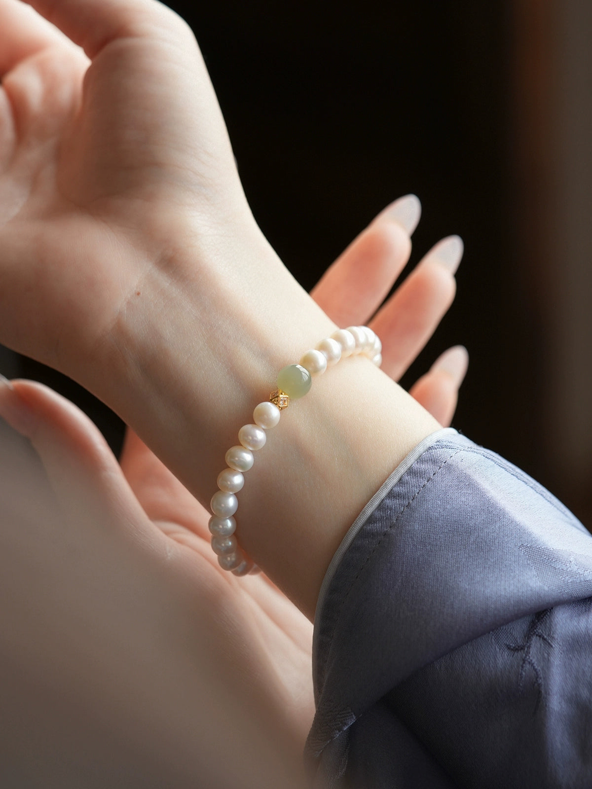 natural Hetian jade freshwater pearl bracelet