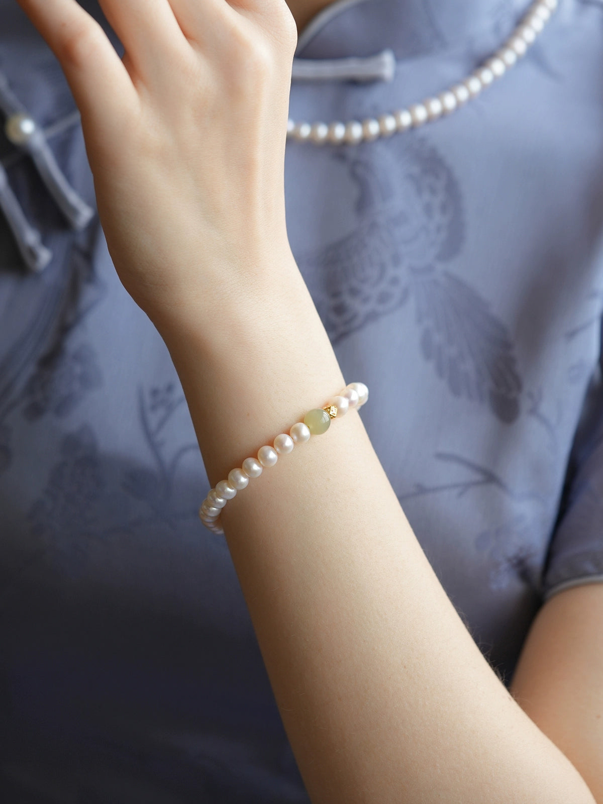 natural Hetian jade freshwater pearl bracelet