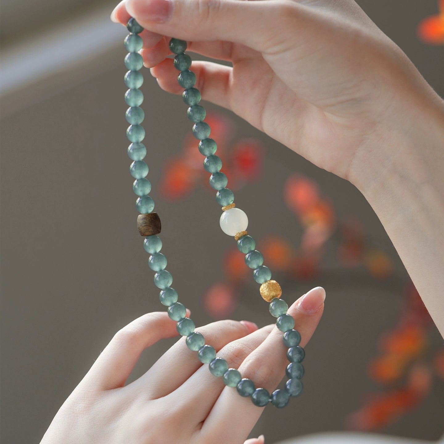 natural blue water jade double circle bracelet