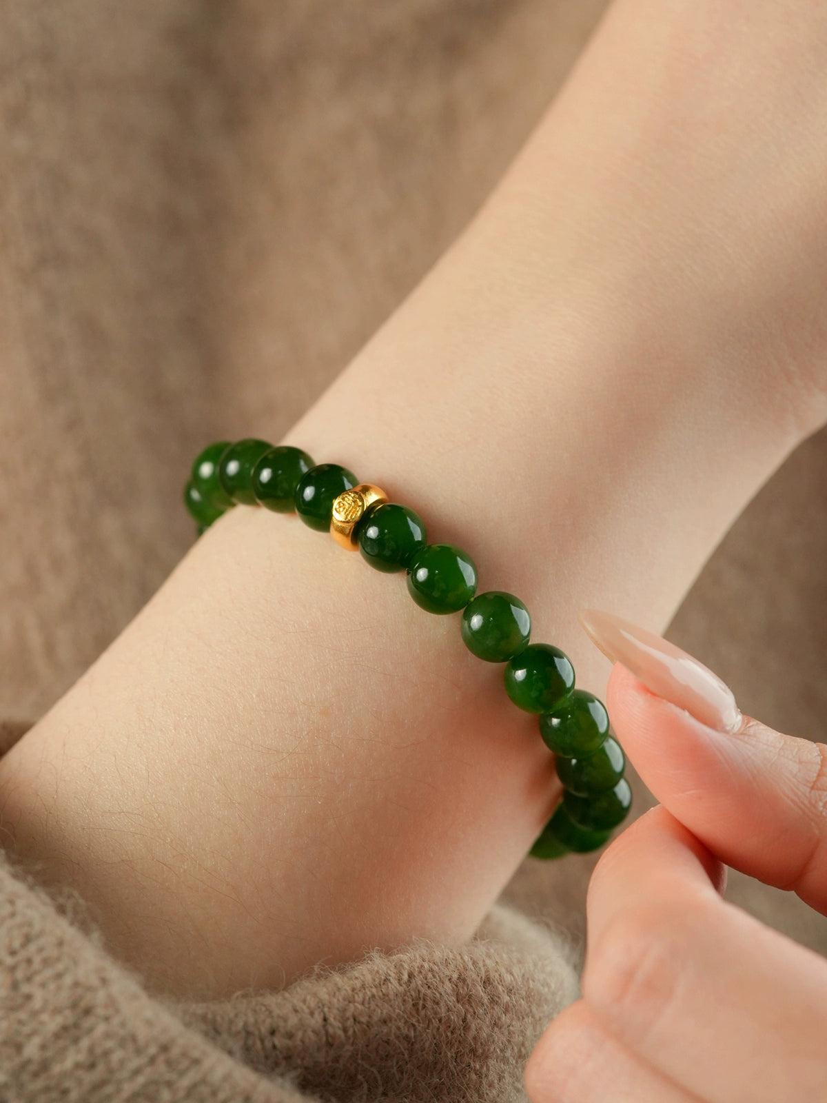natural Hetian jade jasper spinach green bracelet