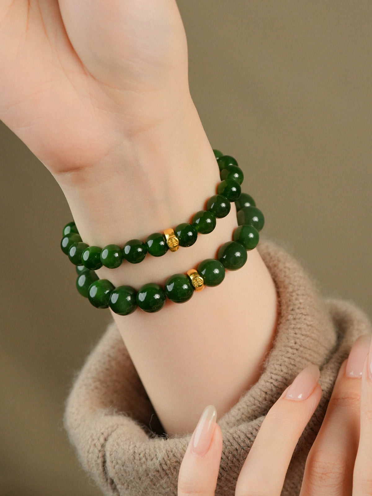 natural Hetian jade jasper spinach green bracelet