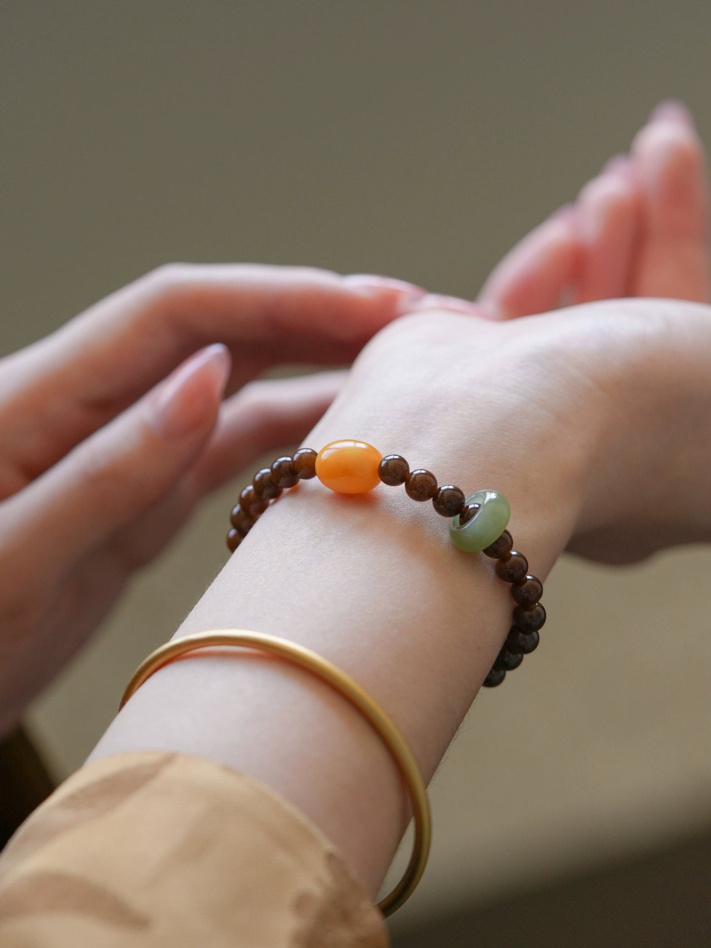 natural Hetian jade and end sugar jade bracelet