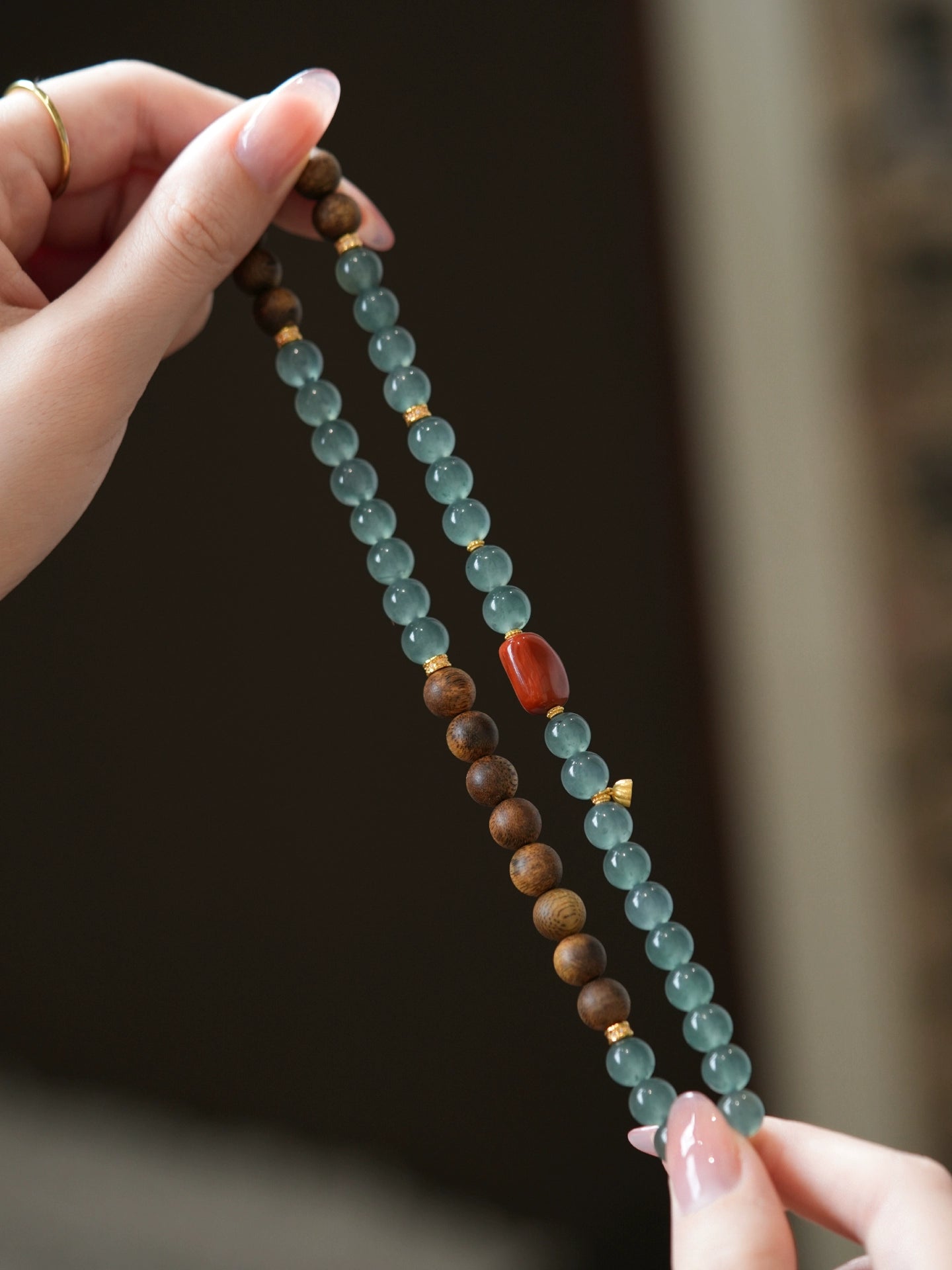 natural blue water ice jade double circle bracelet