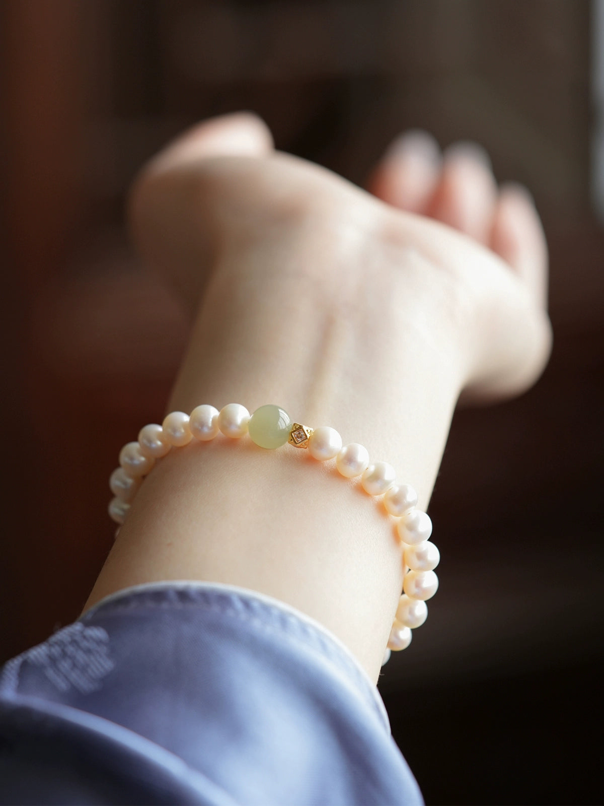 natural Hetian jade freshwater pearl bracelet