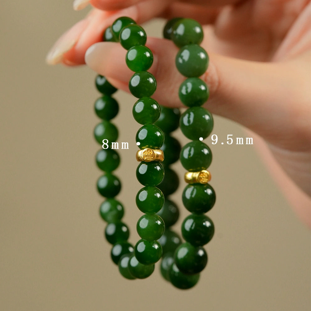 natural Hetian jade jasper spinach green bracelet