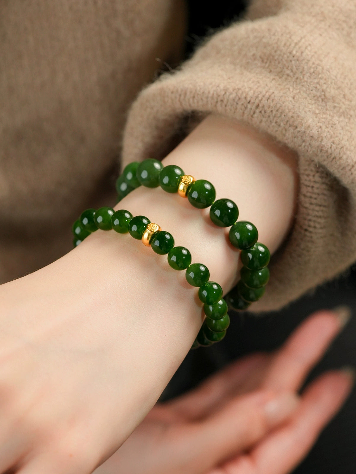 natural Hetian jade jasper spinach green bracelet