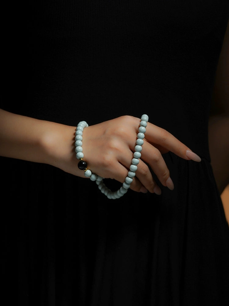 niche original retro national style ceramics, stacked bracelets